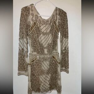 Elegant Beaded Long Sleeve Dress